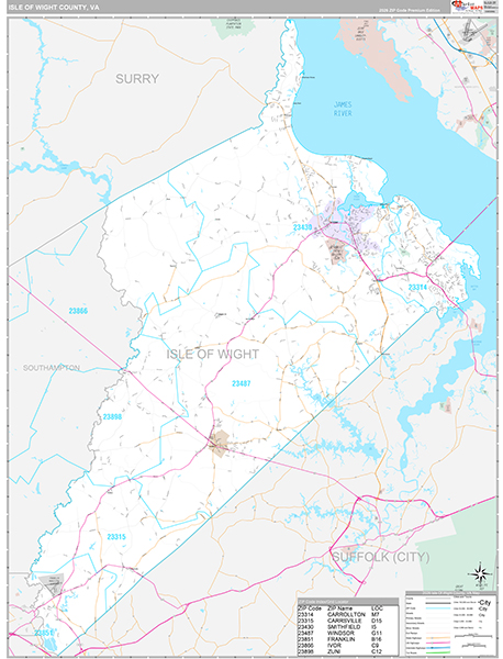 Isle of Wight County, VA Wall Map